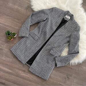 Calvin Klein Tweed White & Blue Dressy Trench Coat Jacket 6 Petite